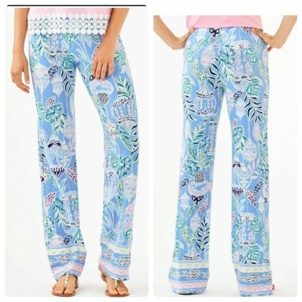 New Lilly Pulitzer Georgia May Palazzo Pants Blue Peri XS